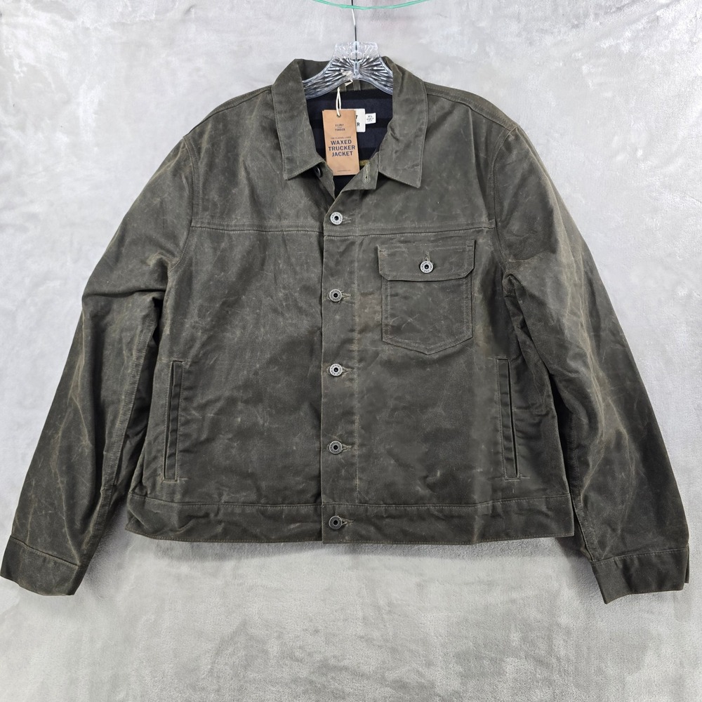 Flint and Tinder Waxed Trucker Jacket Womens XL Forest Green Flannel Lined NWT